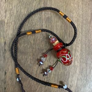 Elegant Red and Gold Pendant Necklace for Essentials Oils
